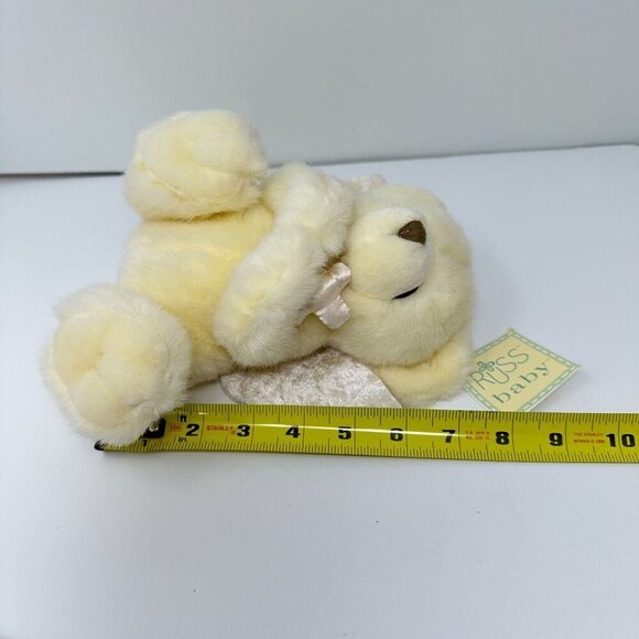 Russ Berrie Prayer Bear Angel Wing Cross 7" Russ Baby Cream Plush Stuffed Animal - Picture 10 of 11